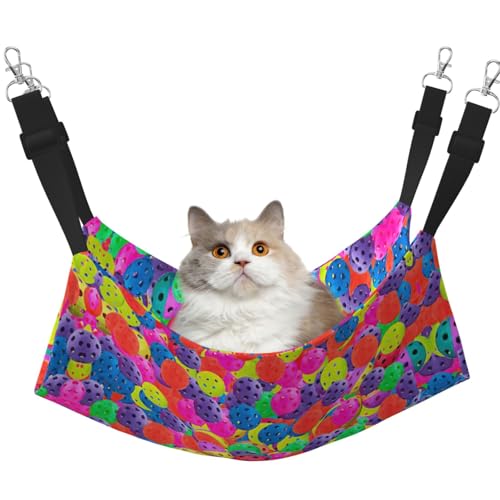 KAPPTYY Pickleball Bälle Hängemattenbett mit bunten Mustern, verstellbare Gurte und Metallhaken, doppelseitiges Bett von KAPPTYY