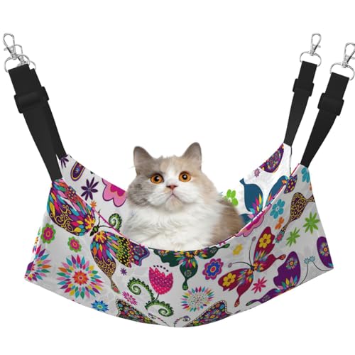 KAPPTYY Spring Floral Butterfly Hängematte, Bett mit verstellbaren Riemen und Metallhaken, doppelseitiges Bett von KAPPTYY