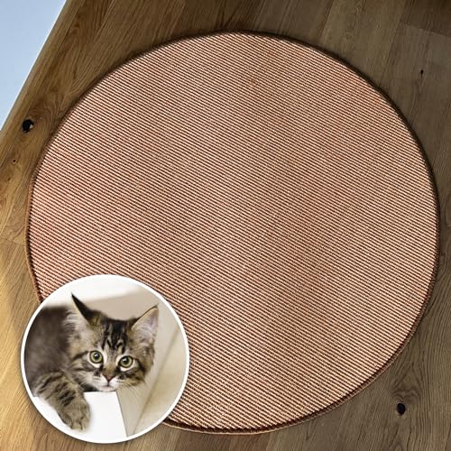 KARAT Katzen Kratzmatte rund 120cm Ø aus Natur Sisal Kratzteppich Kratzmöglichkeiten für Katzen Kratzmöbel für Wand oder Boden - robust & waschbar, Terra von KARAT