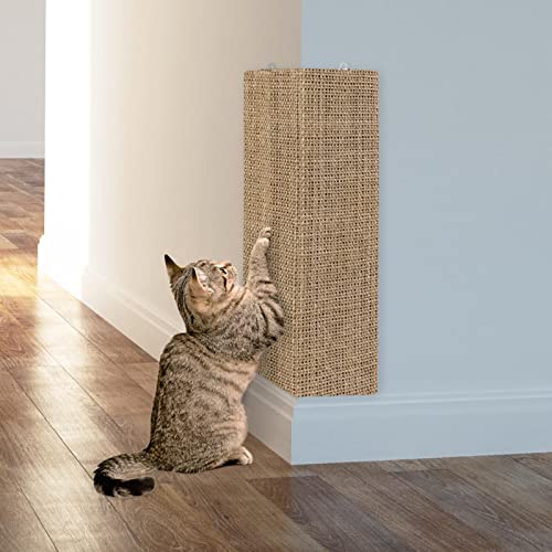 KARAT Kratzbrett für Katzen Zubehör - Sisal - Krallenpflege für Tiere - Kratzteppich für Zimmerecken, Sofa - Wandkratzbrett - Katzenkratzmatte - Kratzmatte - Eckkratzbrett (28 x 84 cm) von KARAT