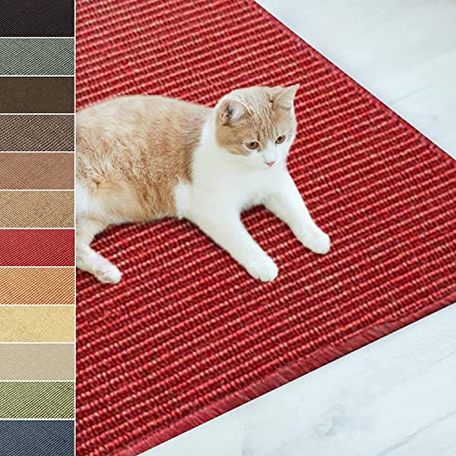 KARAT Sisal Fußmatte Teppich Vorleger Kratzteppich Katzenmöbel Kratzmatte Sisalmatte, widerstandsfähig & in vielen Farben und Größen erhältlich (100 x 200 cm, Rot) von KARAT