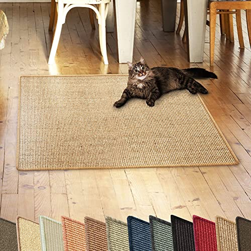 KARAT Sisal Fußmatte Teppich Vorleger Kratzteppich Katzenmöbel Kratzmatte Sisalmatte, widerstandsfähig & in vielen Farben und Größen erhältlich (140 x 200 cm, Cork) von KARAT