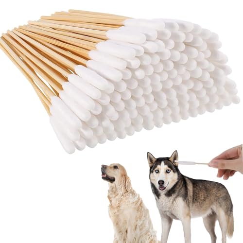 200 Stück Wattestäbchen für Hunde, Hunde Wattestäbchen Ohrreiniger, 15cm Ohrreiniger für Haustiere, Ohrreinigung für Hunde, Hundeohr Reinigungsstäbchen, Ohrreinigungsstäbchen für Haustiere Hund von KARELLS