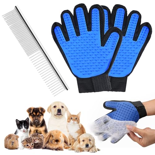Katzenbürste Handschuh,Hundebürste Handschuh,1 Paar Fellpflege Handschuh Katze,mit 1pc 2-in-1 Edelstahl Haustier Kamm,Katzenhandschuh Fellpflege,Pflegehandschuh für Haustiere,Waschhandschuh für Katzen Katzenbürste Handschuh,Hundebürste Handschuh,1 Paar Fellpflege Handschuh Katze,mit 1pc 2-in-1 Edelstahl Haustier Kamm,Katzenhandschuh Fellpflege,Pflegehandschuh für Haustiere,Waschhandschuh für Katzen von KARELLS
