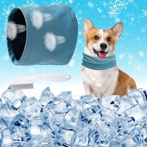Hunde Halstücher Kühlend, Kühlhalsband für Hunde, Atmungsaktiv Wärmeableitung Bandana Hund, Kühlung Kragen Hund, Geeignet für Kühlhunde im Sommer (Blau-S) von KARELLS