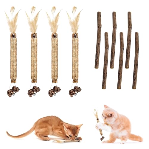 KARELLS Katzenminze Sticks für Katzen, Katzenminze Sticks, 4 Stück Matatabi-Kausticks, Kausticks für Katzen, Matatabi Katze Kauspielzeug, Katzen Zahnpflege, Matatabi Stick Katze Sticks KARELLS Katzenminze Sticks für Katzen, Katzenminze Sticks, 4 Stück Matatabi-Kausticks, Kausticks für Katzen, Matatabi Katze Kauspielzeug, Katzen Zahnpflege, Matatabi Stick Katze Sticks von KARELLS