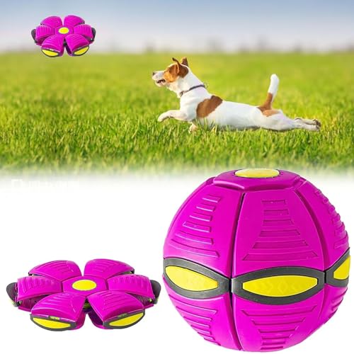 UFO Magische Fliegende Untertasse Kugel, Ball Frisbee, Frisbee Ball Hundespielzeug, Fliegend Untertasse Ball Hund, Frisbee Ball Hundespielzeug, für Hundetraining, Werfen, Fangen, Spielen, Rosa von KARELLS