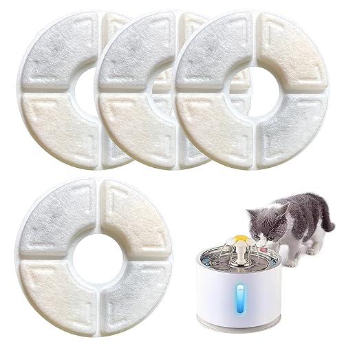 Wasserbrunnen Filter Für Katzen, 1.6 L Katzenbrunnen Filter, 4 Stück Filter Katzenbrunnen Rund, Trinkbrunnen für Katze, Filter Katzenbrunnen, Ersatzfilter für Trinkbrunnen für Haustier von KARELLS