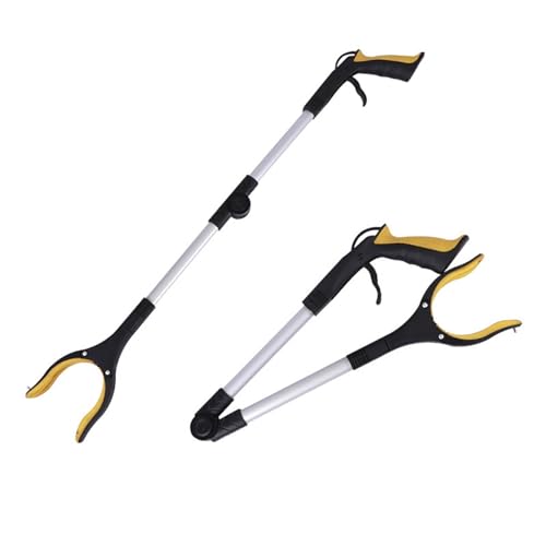 KAREN66 Faltbare Greifzange für Senioren 80cm Aluminium Müllzange, Greifer mit Magnetspitzen, Greifhilfe mit Ergonomischer Griff, für Senioren und Kinder Greifzange für Müll (Gelb) von KAREN66