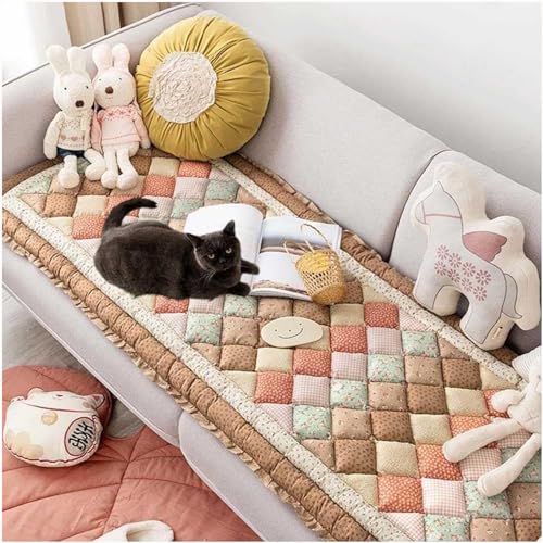 KARFRI Lustige Fuzzy Couchabdeckung, cremefarbene große Karierte quadratische Haustiermatte Bett Couchabdeckung, lustige Fuzzy Haustier Couchabdeckung, Garten Chic Baumwolle schützende Couchabdeckung KARFRI Lustige Fuzzy Couchabdeckung, cremefarbene große Karierte quadratische Haustiermatte Bett Couchabdeckung, lustige Fuzzy Haustier Couchabdeckung, Garten Chic Baumwolle schützende Couchabdeckung von KARFRI