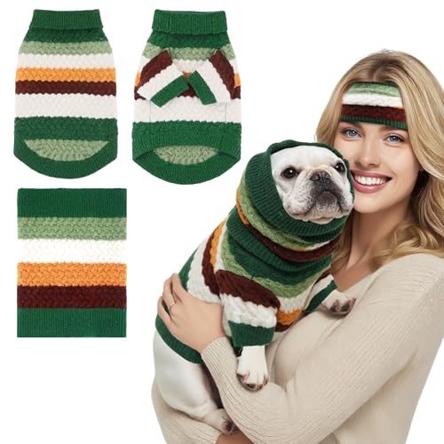 KAROKU 2-teiliges Schal- und Pullover-Set für Hunde und Besitzer, weicher und warmer Ohrenschutz für Hunde, gemütliche Ohrenschützer, Angstlinderung, modischer Winterschal für kleine, mittelgroße und KAROKU 2-teiliges Schal- und Pullover-Set für Hunde und Besitzer, weicher und warmer Ohrenschutz für Hunde, gemütliche Ohrenschützer, Angstlinderung, modischer Winterschal für kleine, mittelgroße und von KAROKU