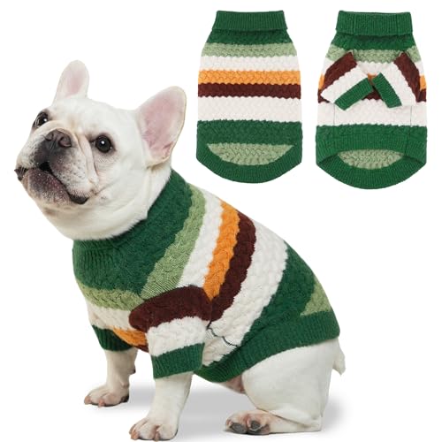 KAROKU Hundepullover, klassischer Rollkragenpullover, gestrickt, gestreift, warmer Pullover für den Winter, weiche Weihnachtskleidung für Jungen und Mädchen, Hundekleidung für kleine/mittelgroße KAROKU Hundepullover, klassischer Rollkragenpullover, gestrickt, gestreift, warmer Pullover für den Winter, weiche Weihnachtskleidung für Jungen und Mädchen, Hundekleidung für kleine/mittelgroße von KAROKU