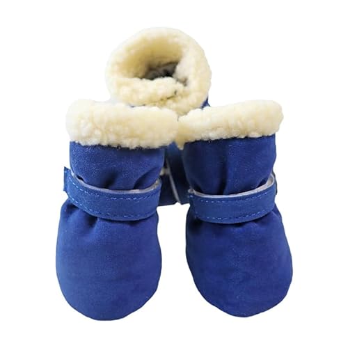 KARSKI 4 Teile/Satz Winter Haustier Hund Schuhe Anti-Slip Regen Schnee Stiefel Schuhe Dicke Warme for Kleine Katzen Welpen Chihuahua Hunde Socken Booties (Color : Blau, Size : L) von KARSKI