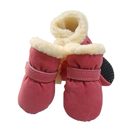 KARSKI 4 Teile/Satz Winter Haustier Hund Schuhe Anti-Slip Regen Schnee Stiefel Schuhe Dicke Warme for Kleine Katzen Welpen Chihuahua Hunde Socken Booties (Color : Rosa, Size : L) von KARSKI