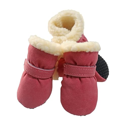 KARSKI 4 Teile/Satz Winter Haustier Hund Schuhe Anti-Slip Regen Schnee Stiefel Schuhe Dicke Warme for Kleine Katzen Welpen Chihuahua Hunde Socken Booties (Color : Rosa, Size : L) von KARSKI