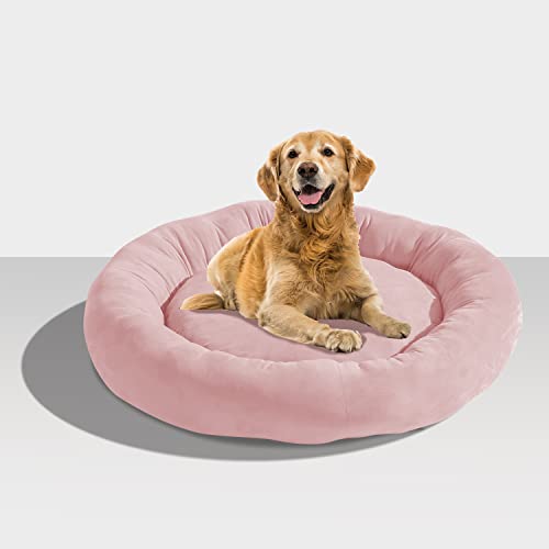 KASENTEX Hundebett, runde Hundebetten für große Hunde, Donut-Hundebett und Katzenbett, rutschfest und maschinenwaschbar (Rosa, 91,4 x 91,4 cm) von KASENTEX