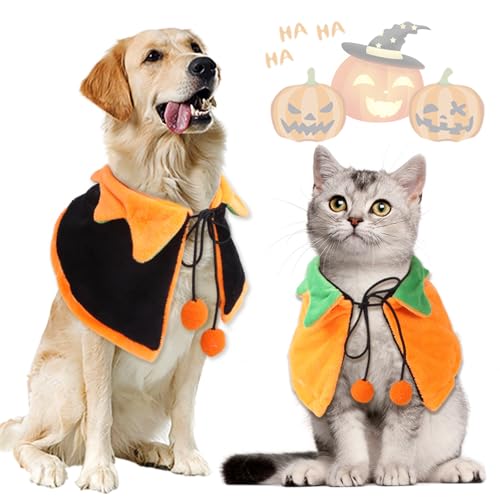 KASESSS 1 Stück Halloween Umhang für Haustier, Hundekostüm und Katzenkostüm für Halloween, Katze Hund Umhang Kostüm Beidseitig Verwendbar, Haustier Cosplay Kostüme für Halloweens Party Dekoration, M von KASESSS