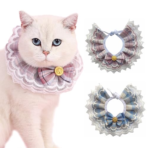 KASESSS 2 Stück Haustier-Lätzchen Speicheltuch, Katzenhalsband Spitzenschal, Riemchen Halstuch Hund, Verstellbares Hundeschal, Niedliches Prinzessinnen-Design für Die Meisten Katzen und Kleinen Hunde KASESSS 2 Stück Haustier-Lätzchen Speicheltuch, Katzenhalsband Spitzenschal, Riemchen Halstuch Hund, Verstellbares Hundeschal, Niedliches Prinzessinnen-Design für Die Meisten Katzen und Kleinen Hunde von KASESSS