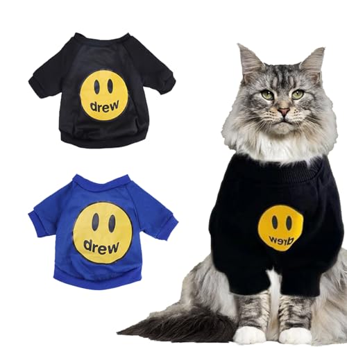 KASESSS 2 Stück Katzenbekleidung, Katzenbody, Kostüm Für Katzen, Langärmlige Katzen Kleidung, Cat Clothing Sport-Shirt, Katzen Klamotten mit Dünnem Fleece, Katzen-Winterkleidung, Blau, schwarz, L KASESSS 2 Stück Katzenbekleidung, Katzenbody, Kostüm Für Katzen, Langärmlige Katzen Kleidung, Cat Clothing Sport-Shirt, Katzen Klamotten mit Dünnem Fleece, Katzen-Winterkleidung, Blau, schwarz, L von KASESSS