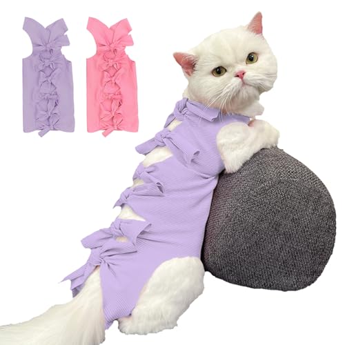 KASESSS 2 Stück Katzenbody Nach Op, Katzenbekleidung, Katzenbody, Katzen Kleidung Genesungsanzug, Kostüm für Katzen, Body Katze Nach Op Verhindert Lecken, E-Halsband-Alternative für Katzen Rosa Lila M KASESSS 2 Stück Katzenbody Nach Op, Katzenbekleidung, Katzenbody, Katzen Kleidung Genesungsanzug, Kostüm für Katzen, Body Katze Nach Op Verhindert Lecken, E-Halsband-Alternative für Katzen Rosa Lila M von KASESSS