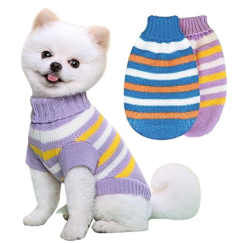 KASESSS 2er Hundepullover, Gestreifter Hundepullover, Gestrickter Wintermantel Pullover für Kleine Hunde, Bequem und Weich, Warmer Hundepulli für Winter KASESSS 2er Hundepullover, Gestreifter Hundepullover, Gestrickter Wintermantel Pullover für Kleine Hunde, Bequem und Weich, Warmer Hundepulli für Winter von KASESSS