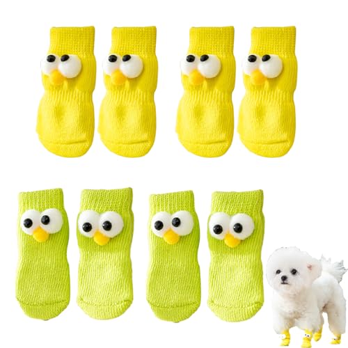 KASESSS 8 Stücke Hundesocken Anti Rutsch, Niedlich Hunde Socken, Stricken Antirutschsocken Hund, Weiche Socken für Hunde, Karikatur Stoppersocken Hund für Hartholzböden in Innenräumen, Gelb+Grüne KASESSS 8 Stücke Hundesocken Anti Rutsch, Niedlich Hunde Socken, Stricken Antirutschsocken Hund, Weiche Socken für Hunde, Karikatur Stoppersocken Hund für Hartholzböden in Innenräumen, Gelb+Grüne von KASESSS