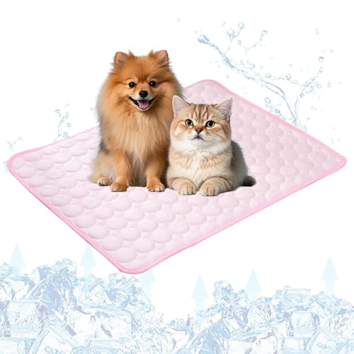 KASESSS Kühlmatte Hund, Selbstkühlende Kühlmatte für Hunde, 70x55CM Kühldecke Hund, Sommer kühlmatte Katze, Weich Bequem Kühldecke für Hunde, Hundekühlmatte für Zuhause Unterwegs oder im Auto, Rosa von KASESSS