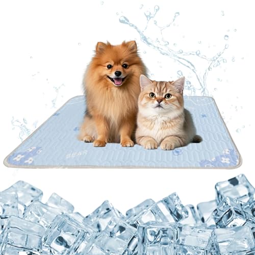 KASESSS Latex Kühlmatte Hund, 50x70cm Kühlmatte Katze rutschfeste, Waschbar Kühldecke Hund, Kühlmatte für Hundes, Hunde Kühlmattes, Kühlbett für Hunde für Sommer Zuhause Unterwegs oder im Auto von KASESSS