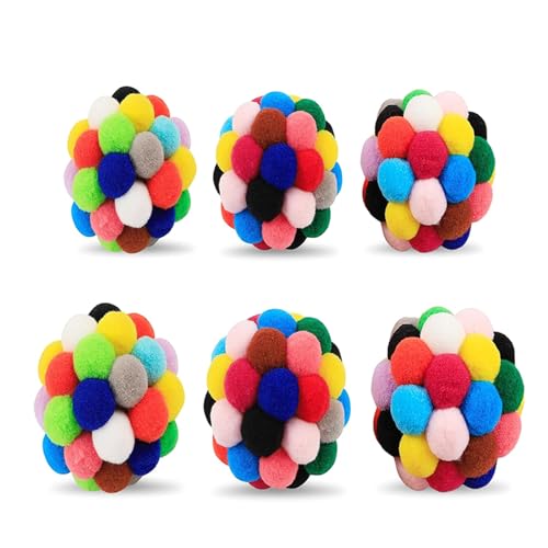 KASFDBMO Katzenball, Katzenspielzeug, Kätzchen-Spielzeug mit Sound für Katzen, zum Zahnen, Kauball mit Glöckchen, für Katzen, zum Trainieren, Geschenk, 6 Stück KASFDBMO Katzenball, Katzenspielzeug, Kätzchen-Spielzeug mit Sound für Katzen, zum Zahnen, Kauball mit Glöckchen, für Katzen, zum Trainieren, Geschenk, 6 Stück von KASFDBMO