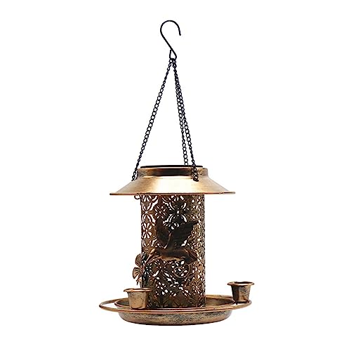 KASFDBMO Kolibri-Futterspender für Außenhänge, Eisen, Vogelfutterspender, Solar-Vogelfutterspender, Eichhörnchen, sichere Kolibris, Wasserflasche von KASFDBMO