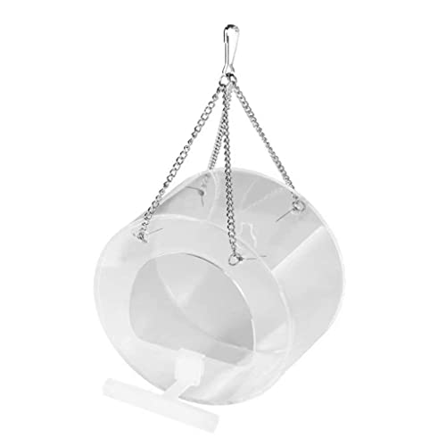 KASFDBMO Vogelfutterspender zum Aufhängen, transparent, mit Metallkette, Acryl-Futterschale mit Sitzstange, kleines Vogelhaus für Wildvögel im Freien KASFDBMO Vogelfutterspender zum Aufhängen, transparent, mit Metallkette, Acryl-Futterschale mit Sitzstange, kleines Vogelhaus für Wildvögel im Freien von KASFDBMO