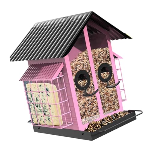 KASFDBMO Vogelfutterstation mit großer Kapazität für Garten und Terrasse, Sitzstange Design mit Metallkonstruktion zum Aufhängen im Freien KASFDBMO Vogelfutterstation mit großer Kapazität für Garten und Terrasse, Sitzstange Design mit Metallkonstruktion zum Aufhängen im Freien von KASFDBMO