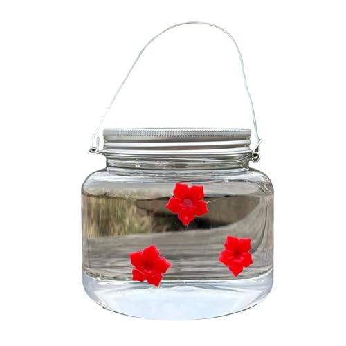 KASNLSAC 360-Grad-Beobachtung Feeder Feeder Feeder Mason Jar Hummingbird Feeder Outdoor Hanging Feeder mit Blütenanschluss und Lecksoach für Plastik-Futtermittelzubehör B KASNLSAC 360-Grad-Beobachtung Feeder Feeder Feeder Mason Jar Hummingbird Feeder Outdoor Hanging Feeder mit Blütenanschluss und Lecksoach für Plastik-Futtermittelzubehör B von KASNLSAC