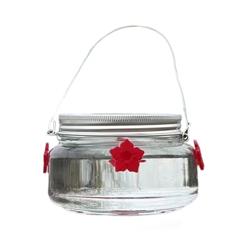 KASNLSAC 360-Grad-Beobachtung Feeder Feeder Feeder Mason Jar Hummingbird Feeder Outdoor Hanging Feeder mit Blütenanschluss und Lecksoach für Plastik-Futtermittelzubehör C von KASNLSAC