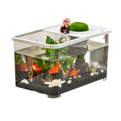 KASNLSAC All-in-One-Fischtank-Kit Plastik mit integriertem Design Easy Setup Aquarium für Betta Turtles Krabben Reptilien kompakte Wartungslebensraum hängen Weiß von KASNLSAC