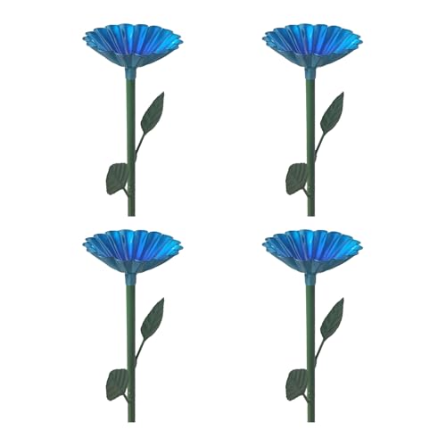 KASNLSAC Gartenbad 2/4 Stcs Metallbad für Gartenbad im Freien im Freien mit Pfähle langlebiger wetterresistenter Feeder für Gartenpatio Rasendekoration Blau von KASNLSAC