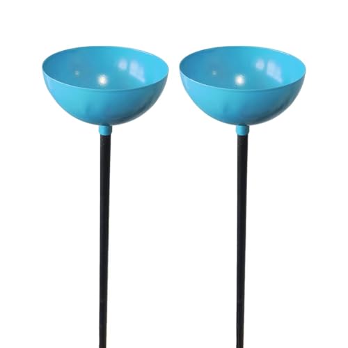 KASNLSAC Gartenbad 2/4 Stcs Metallbad für Gartenbad im Freien im Freien mit Pfähle langlebiger wetterresistenter Feeder für Gartenpatio Rasendekoration Hellblau von KASNLSAC
