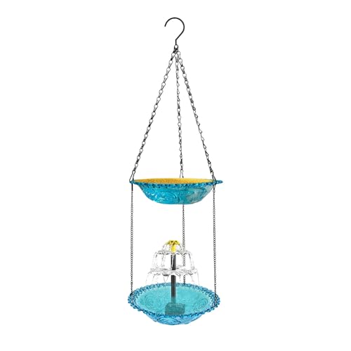 KASNLSAC Hygienische Feeder, die für Bäume hängen. Hier ist EIN Produkttitel-Auflistung Badschale 2-in-1 Garten Birdbat Wassersamen Doppelschicht-Fütterungsplatte Blau von KASNLSAC