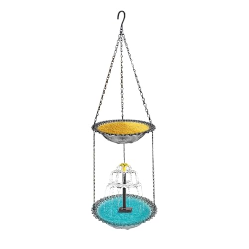 KASNLSAC Hygienische Feeder, die für Bäume hängen. Hier ist EIN Produkttitel-Auflistung Badschale 2-in-1 Garten Birdbat Wassersamen Doppelschicht-Fütterungsplatte Grau von KASNLSAC