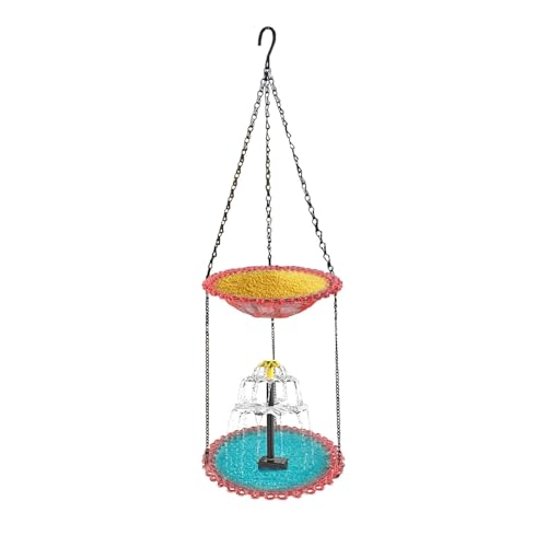 KASNLSAC Hygienische Feeder, die für Bäume hängen. Hier ist EIN Produkttitel-Auflistung Badschale 2-in-1 Garten Birdbat Wassersamen Doppelschicht-Fütterungsplatte Rosa von KASNLSAC