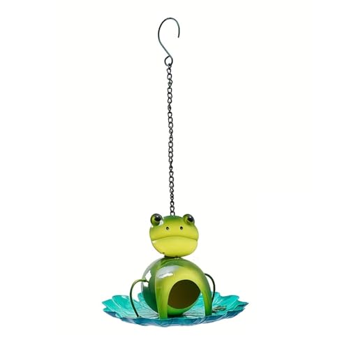 KASNLSAC Multi-Birds-Feeder-Vögel mit Tablett Frosch Abnehmbarer Lotus-Plattform Outdoor Hanging Metall Fütterung Station für gartenwetterdichtes dauerhaftes Design Frosch von KASNLSAC