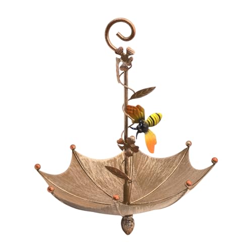 KASNLSAC Multifunktionale Vögel Feeder hängen für draußen wetterfeste Regenschirmschale mit Libellenfly/Schmetterling/Honigbiendesign Wildbad Garten Honigbiene von KASNLSAC