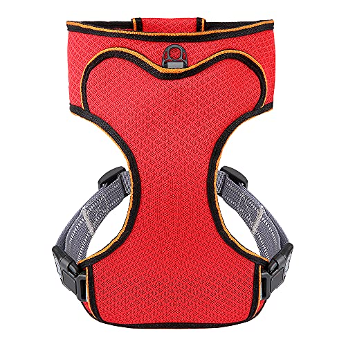 Haustierzubehör Atmungsaktives Mesh Welpenhundkabelbaumweste ohne Zugding Hundekatze Gabelbaum einstellbare Nylon -Haustierweste for kleine mittelgroße Hunde (Color : Red, Size : B) von KASUK