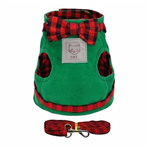 Haustierzubehör Bowknot Cat Gurt Lash Set Nylon Small Dog Weste Welpe Haustier Gurte for mittlere große Katzen eingestellt (Color : Green, Size : B) von KASUK