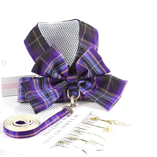 Haustierzubehör Hundekabelbaum und Leine Set atmungsablöschbar geprüfte Bowknot -Katzengurte for Hundeweste Puppy Hundekleidung Brustgurt (Color : Dark Purple, Size : A) von KASUK