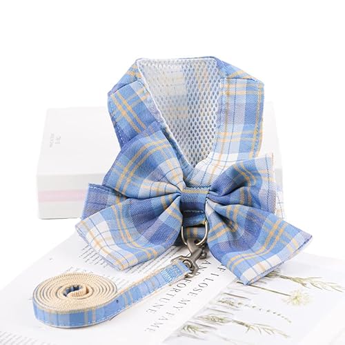 Haustierzubehör Hundekabelbaum und Leine Set atmungsablöschbar geprüfte Bowknot -Katzengurte for Hundeweste Puppy Hundekleidung Brustgurt (Color : Light Blue, Size : XS1) von KASUK