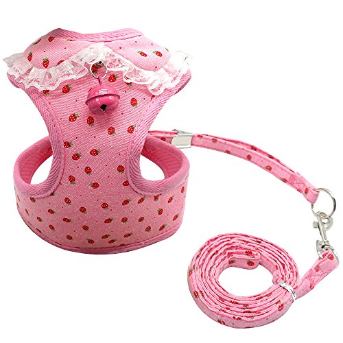 Haustierzubehör Hundekabelbaumweste und Leinen eingestufte Maschendruckhund-Weste Gurte for kleine mittelgroße Hunde Welpe Katze (Color : Pink, Size : A) von KASUK