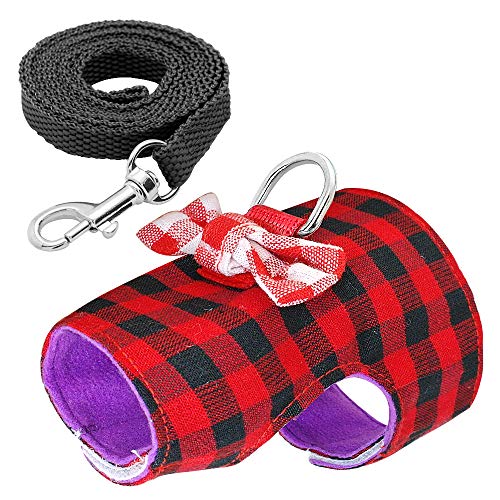 Haustierzubehör Kleiner Haustier Kaninchengurtweste und Leine Set for Schweines Hasen Kaninchen Welpen Kätzchen Bowknot Brustgurt (Color : Red, Size : Chest for 10-14cm) von KASUK