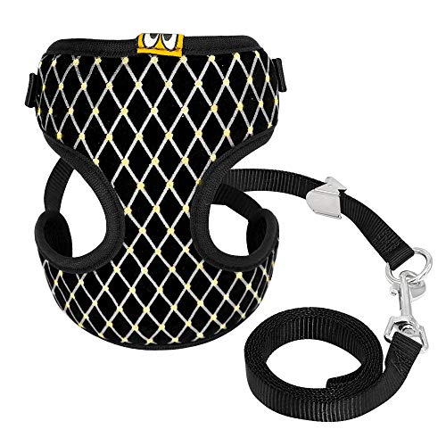 Haustierzubehör Niedliche Hundekatkabelbaumweste Weste Atmungsbares Mesh Haustierpaplergurt und Leine Set Kleiner Nylon weicher Haustier Brustband (Color : Black, Size : B) von KASUK