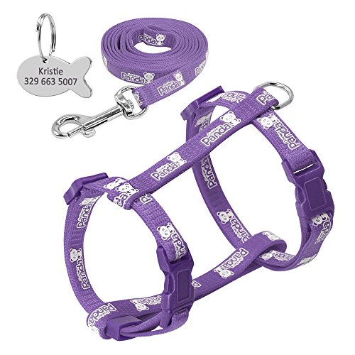 Haustierzubehör Nylon reflektierender Katzenpapler -Gurt Leine Blei Set Walking Petable Traction Weste Gürtel for Katzenkätzchen Geschenk (Color : Purple, Size : Chest 24 to 36cm) von KASUK